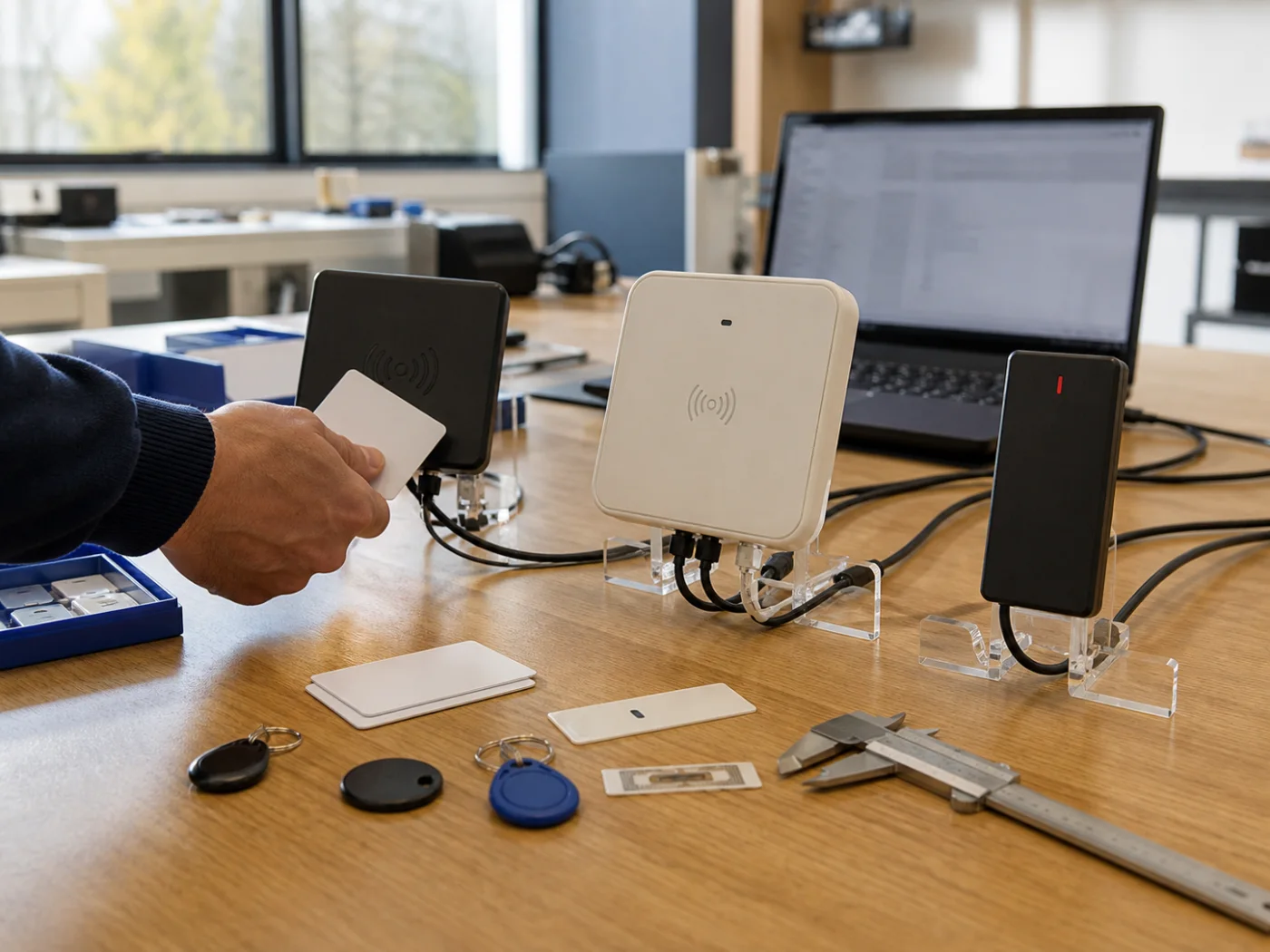Supports RFID pour intégrateurs dans un scénario professionnel sans marque