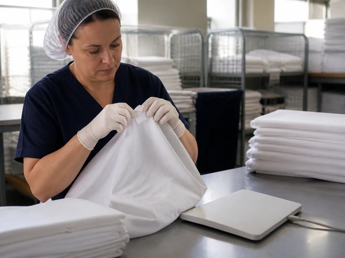 RFID pour blanchisserie et textile dans un scénario professionnel sans marque